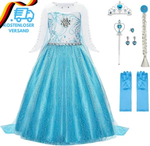 URAQT ELSA Mädchen Prinzessin Kostüm, ELSA Kinder Kleid 6-Teiliges Set Mit Krone - Bild 1 von 12