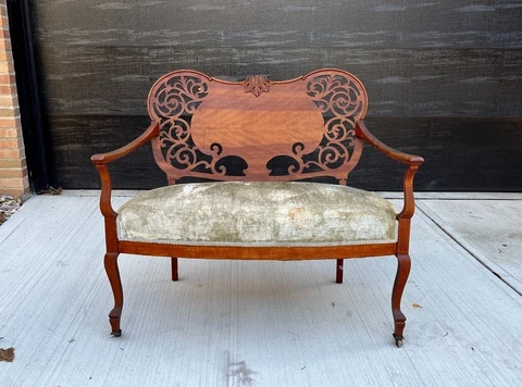 Rare 19th C. Antique French Edwardian Parlor Settee Sofa Cover
