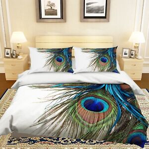 3D Peacock Feather Quilt Cover Set Duvet Cover Bedding Pillowcases 08