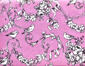 White Doves Fabric,White Flowers&Ribbon,Pink background,Cotton,74"x44"Jo-ann - Picture 1 of 1