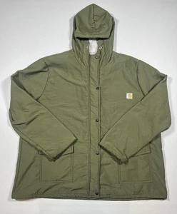 Giacca Carhartt uomo 2XL verde oliva con cappuccio snap davanti foderata tasche sherpa - Foto 1 di 11