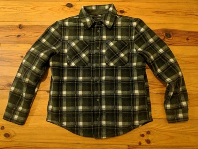 MARKS AND SPENCER M & S MEN'S GREEN CHECK FLEECE SHIRT OVERSHIRT JACKET SIZE M - Image 1 of 4