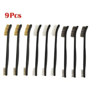 Jeu de 9 brosses fil nylon acier laiton pour nettoyage et polissage métal - Picture 1 of 12