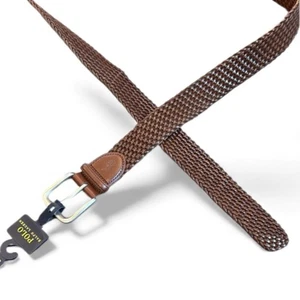 Polo by Ralph Lauren Brown Leather Woven Belt Men’s 58 NEW - Picture 1 of 6