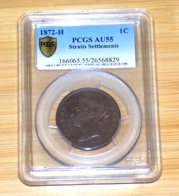 1872-H Straits Settlements 1 One Cent PCGS AU55 Britain British Colonial Coin - Image 1 of 4