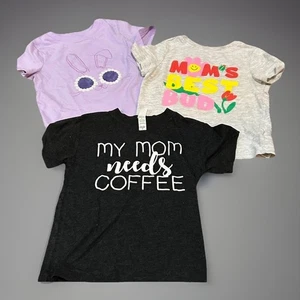 Paket mit 3 Kurzarm-T-Shirts Mädchen Größe 3T Mama braucht Kaffee Ostern Mütter BFF - Bild 1 von 7