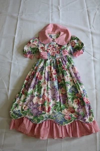 Vintage Bonnie Jean Floral Dress Colorful 1980s Picnic Party Dress Size 7 VTG - Picture 1 of 24