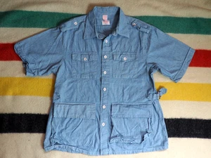 Camisa De Colección Años 70 80 Brooks Brothers Safari Azul Cambray Campo Botón Bolsillo L - Imagen 1 de 6