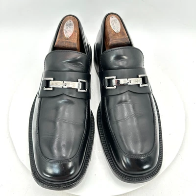 Gucci Men Size US 9.5 UK 9D Black Leather Silver Horsebit Slip On Loafer Shoes - Image 1 of 4