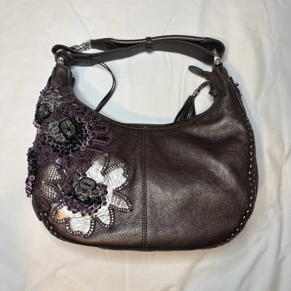 Brighton Fabiola Shoulder Bag - Pewter with purple accents - Image 1 of 4
