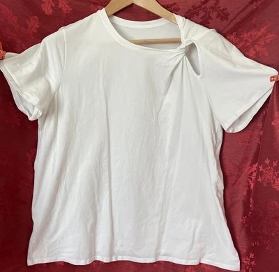 Lululemon Cotton Shoulder Twist T-shirt White Top Size XL? Chest 22 Inch - Image 1 of 4