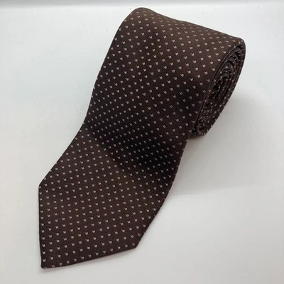 Corbata BULLOCK'S by OLEG CASSINI 100 % seda marrón lunares de colección para hombre HECHA A MANO Foto 1 de 4