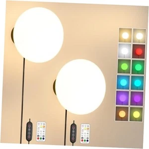 Plug in Wall Sconces, 3CCT & 26 RGB Colors Dimmable Plug in Wall Light Set of  - Picture 1 of 7