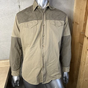 VINTAGE Cabelas Shirt Men’s Large Khaki Beige Padded Shooting Shirt - Picture 1 of 7