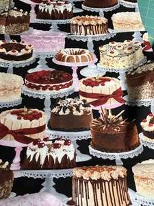Trapunta Timeless Treasures tessuto torta pasticceria cotone 22" x 44" F62 - Foto 1 di 4