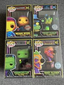 Horror Blacklight Funko Pops: Michael Myers, Freddy Fazbear, Frankenstein, Klown - Picture 1 of 6