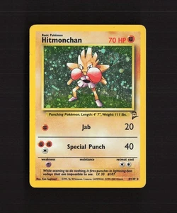 Hitmonchan 8/130 Base Set 2 Holo Rare SWIRL Pokemon Card MP - Picture 1 of 10