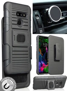 Noir Étui Robuste + Ceinture de + Magnétique Voiture Support pour LG G8 Thinq - Photo 1 sur 11