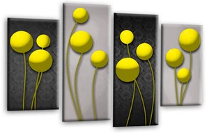 Floral Wall Art Yellow Rose Living Room Framed Split Canvas Picture Flower 078 - Picture 1 of 5