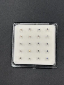 Set da 20 Orecchini Piercing Perno da naso Argento 925 Zirconi Boreali - Imagen 1 de 6