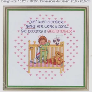 Orsacchiotto punto croce angelo culla bambino mamma nonna cuori tabella vintage - Foto 1 di 3
