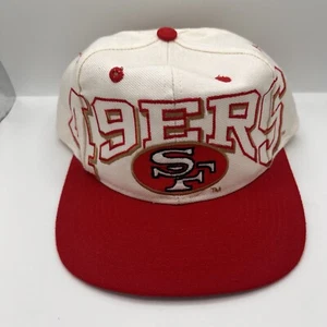 VTG San Francisco 49ers Big Text Blockhead Snapback Hat Rare!! NFL Drew Pearson - Picture 1 of 9