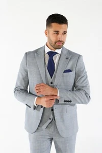 Tuta da uomo Tweed Houndstooth Check venduta separatamente blu cielo per abito formale - Foto 1 di 10