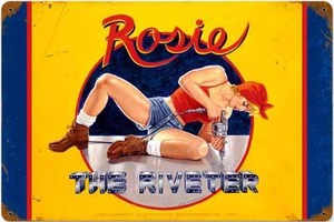 Rosie The Riveter Pin Up Girl Vintage Blechschild Männerhöhle Garage Karosseriebau HB005 - Bild 1 von 1