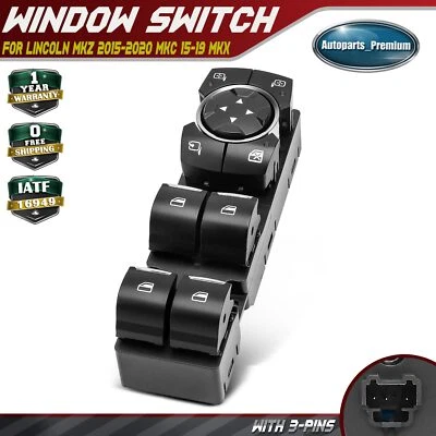 Front Left Power Window Switch for Lincoln MKZ 2015-2020 MKC 2015-2019 MKX 2016 - Image 1 of 4