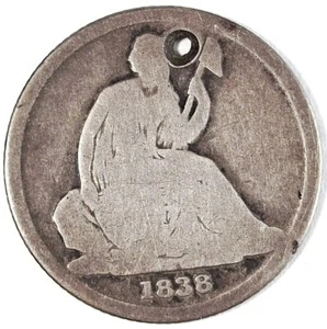 1838 O No Stars No Drapery Seated Liberty Silver Dime ☆☆ Circulated ☆☆ 355 - Bild 1 von 2