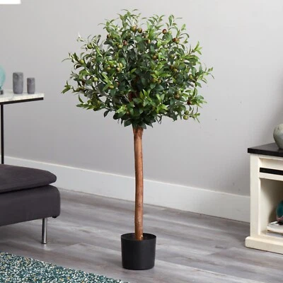 4’ Olive Topiary Artificial Tree w/Natural Trunk Home Decor. Retail $169. - Image 1 of 3