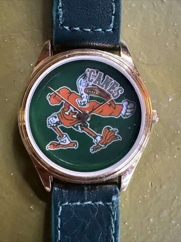Vintage Miami Hurricanes Women's STN Watch Green Band  ‘Canes Second Hand Cover