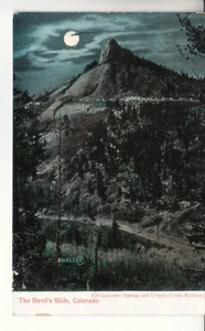 Colorado - Devil's slide w/ Full Moon on CS&CC Railroad - Postcard - circa 1906 - Picture 1 of 2