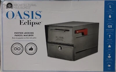 Architectural Mailbox 6400 Oasis Eclipse Post Mount Locking Pewter with Red Flag - Image 1 of 4