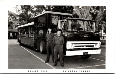 Real Photo PC Inland Tour Bus Truck Guides Driver Catalina Island California - Image 1 of 2