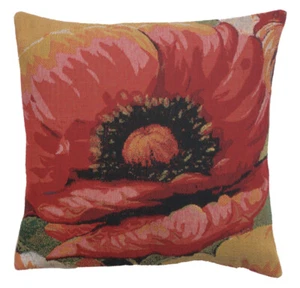 Poppies I Belgian Tapestry Decorative Cushion Cover - Picture 1 of 11