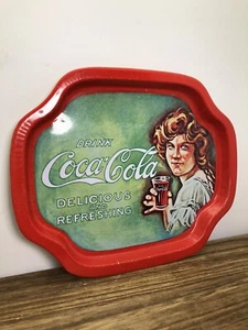 VTG Look Drink Coca Cola Delicious And Refreshing Serving Tray Small Tin  - Picture 1 of 2