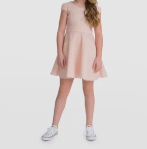 $256 Zoe Girl's Pink Round Neck Short-Sleeve Fit & Flare Dress Size 8 - Picture 1 of 3