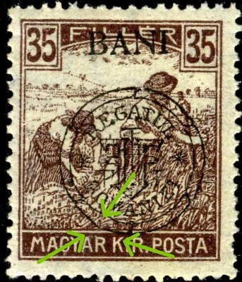 Romanian Hungary 1919 CLUJ HARVESTER 35  ERRORPLATE FLAW:  Fat Ring  "W"(Szalay) - Image 1 of 4
