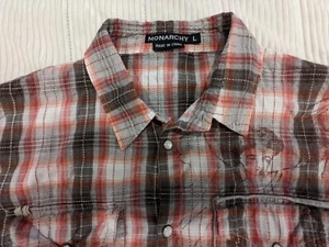 Monarchy Collection Plaid Western Style Button Up Shirt Pearl Snaps Graphics... - Picture 1 of 10