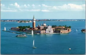 Vista aérea postal de Venecia, Italia de la década de 1950 - publicidad PAN-AM WORLD AIRWAYS - Imagen 1 de 2