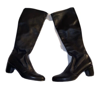 Stuart Weitzman Boots Frannie 60 Women Size 8.5 Black Leather Knee-High Boots - Image 1 of 4