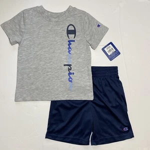 Champion Boys Vertical Script Tee Shirt & Shorts Set Outfit Sz 5 - Picture 1 of 6