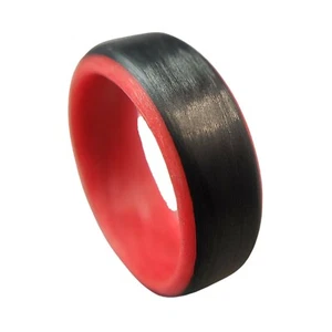 Carbon Fiber Red Glow Ring-Made in USA- sizes 4-16 - Picture 1 of 8