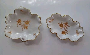 Set Of 2, limoges FRANCE, trinket dishes, Vintage, Porcelain,24 Kt., Gold Trim - Picture 1 of 6