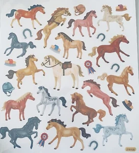 29 Fun Glittered Horse Ribbon Horseshoe Scrapbook Craft Stickers - Picture 1 of 1