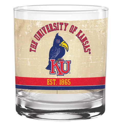 Kansas Jayhawks 14oz. Vintage Retro Rocks Glass Cover