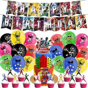 Power Rangers Decorazione Compleanno Palloncini Striscione Topper Forniture per Feste Set ~ - Foto 1 di 6