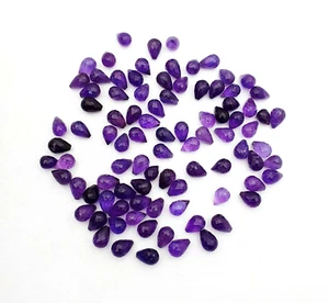 Natural Amethyst Briolette Cut Gemstone Lot 33 Pcs 6*8-7*10 MM 100 CT - Picture 1 of 3