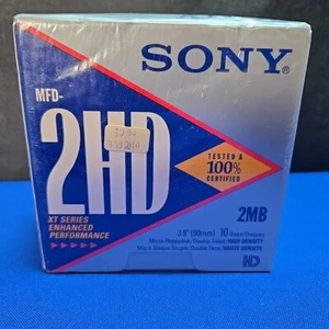 Sony MFD-2HD 2MB 3.5” Micro Floppy Disc Dbl Sided 10 Pack New Sealed - Afbeelding 1 van 3